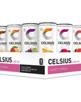 CELSIUS Fitness Drink 9Flavor Variety Pack Zero Sugar Slim Can 12 Fl Oz Pack of 12