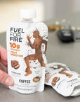 Fuel for Fire Protein Smoothie Pouch  Coffee 12Pack  Healthy Snack  Recovery  No Sugar Added Dietitian Approved  Functional Fruit Smoothies  Gluten Free 70mg Caffeine 45oz pouches