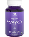 Sports Research Elderberry Gummies Concentrate with Vitamin C, Zinc & Probiotics for Immune Support & Gut Health | USDA Organic, Vegan Certified & Non-GMO Verified (60 Gummies)