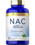 Carlyle NAC N-Acetyl Cysteine 600mg | 180 Capsules | with Peppermint | Free Form Supplement | Non-GMO, Gluten Free