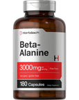 Beta Alanine Capsules | 3000mg | 180 Count | Non-GMO, Gluten Free Supplement | by Horbaach