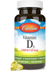 Carlson - Vitamin D3 5000 IU (125 mcg), Bone Health, Muscle Health, Cholecalciferol, Vitamin D Supplements, Vitamin D3 Soft Gels, 120 Softgels