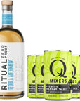 Ritual Zero NonAlcoholic Tequila Alternative with 5 Pack of Q Mixers Margarita Mix for your favorite AlcoholFree Mixed Drink