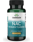 Swanson NAC N-Acetyl Cysteine - 600 mg, 100 Capsules - Antioxidant and Cellular Health Support Supplement