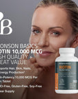 Bronson Biotin 10,000 MCG Supports Healthy Hair, Skin & Nails & Energy Production - High Potency Beauty Support - Non-GMO, 360 Vegetarian Tablets