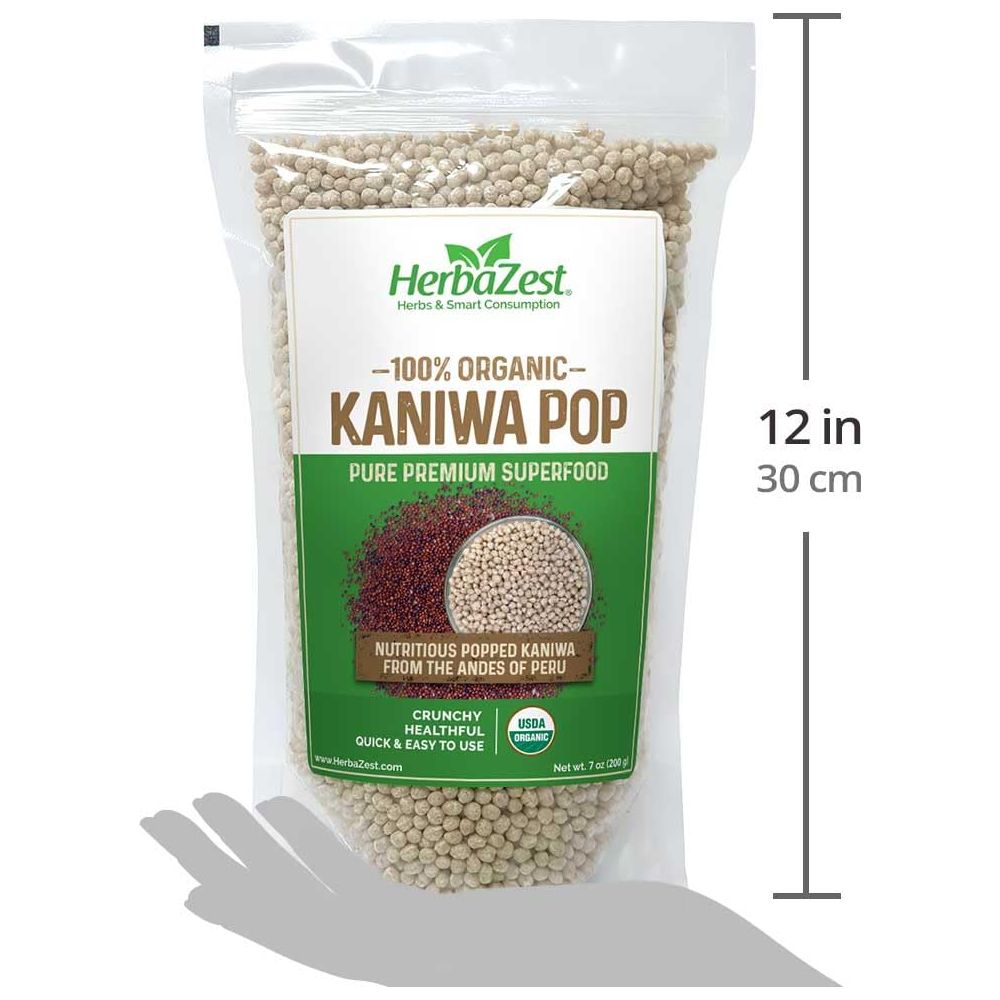 HerbaZest Kaniwa Pop Organic  7oz  USDA Certified Vegan  Gluten Free Superfood  Wholesome Addition to Yogurt  Cereal Granola  Muesli Salads  Desserts