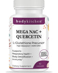 Body Kitchen Mega NAC (N-Acetyl Cysteine) 600 mg with Quercetin, Supports Respiratory Health and Immune Function and Promotes Liver and Kidney Detox, Veggie Caps, (Pack of 1)