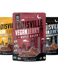 Louisville Vegan Jerky  Variety Pack Vegetarian  VeganFriendly 1521 Grams of Protein GlutenFree Ingredients Includes Smoked Black Pepper Maple Bacon  Smokey Carolina BBQ 3 oz 3Pack