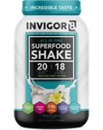 INVIGOR8 Superfood Protein Shake with Immunity Boosters - Gluten-Free Non GMO Meal Replacement Shake with Probiotics and Omega 3 (645 Grams) (French Vanilla)