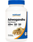 Nutricost Ashwagandha Herbal Supplement 600mg, 120 Capsules - Vegetarian, Non-GMO, Gluten Free, Ashwagandha Root