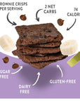 Bantastic Brownie Keto Snack, Double Chocolate Crisps - Crunchy Thin, Naturally Sweet Sugar Free Brownies Snack with Chocolate Chips, Gluten Free, Low Carb, Dairy Free, 3 Oz Ea (Pack of 2)