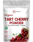 Organic Tart Cherry Powder 4oz  100 Natural Fruit Powder  US Grown Tart Cherries Source  No Sugar  Additives  Great Flavor for Drinks Smoothie  Beverages  NonGMO  Vegan Friendly