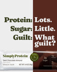 Simply Protein Dark Chocolate Almond Protein Bars, Vegan Protein Bars Low Sugar High Protein, Gluten Free, 12 Pack