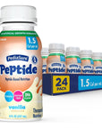 PediaSure Peptide 1.5 Cal, 24 Count, Complete, Balanced Nutrition for Kids with GI Conditions, Peptide-Based Formula, 10g Protein and Prebiotics, for Oral or Tube Feeding, Vanilla, 8-fl-oz Bottle