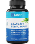 Equip Foods Grass-Fed Beef Organs - Grass Fed Beef Organ Supplement - Support Heart, Kidney & Spleen Health, Detox & Digestion, Vitality & Metabolism - Hormone, Antibiotic and GMO Free - 120 Capsules