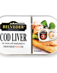 Belveder Wild Cod Liver120g Can From Iceland Pack of 3