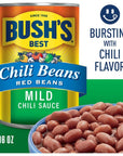 BUSHS BEST 16 oz Canned Mild Red Chili Beans Source of Plant Based Protein and Fiber Low Fat Gluten Free Pack of 12