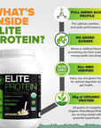 Green Regimen Elite Protein Organic Plant-Based Vegan Protein Powder, 25g High Protein, Pea and Hemp Protein Non-GMO, Dairy/Gluten Free, Low Carb/Low Fat - Chocolate (30 Servings)