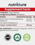 NUTRETURE NAC Supplement N-Acetyl Cysteine Liver Supplement with Selenium & Molybdenum for Liver Health | N-Acetyl Cysteine 600 mg 100 Capsules