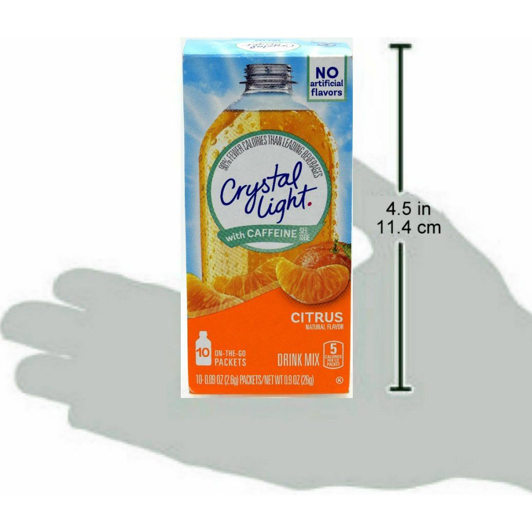 Crystal Light On The Go Citrus With Caffeine Drink Mix 10Packet Box Pack of 18