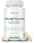 Vegan Liver Detox & Cleanse - NAC Supplement N-Acetyl Cysteine 600mg with Quercetin, Milk Thistle, Molybdenum & Selenium, N-Acetyl-Cysteine Capsules for Immune Support, Respiratory & Brain Health