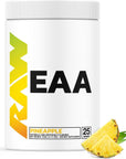 RAW EAA Amino Acids Powder, Pineapple (25 Servings) - Pre Workout Amino Energy Powder for Strength, Endurance, Recovery & Lean Muscle Growth - BCAA Amino Acids Supplement for Men & Women