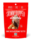 SkinnyDipped Dark Chocolate Peanut Butter Almonds, Healthy Snack, Plant Protein, Gluten Free, 3.5 oz Resealable Bags, (Pack of 5)