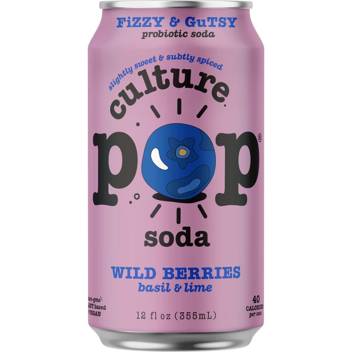 Culture Pop Sparkling Probiotic Soda  40 Calories per can Vegan NonGMO  12 Fl Oz Cans 5 Flavor Variety Pack of 10