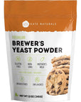 Brewers Yeast Powder for Lactation to Boost Mother's Milk by Kate Naturals for Cookies. Gluten Free & Non-GMO Lactation Supplement. Edible for Dogs & Ducks (12oz)