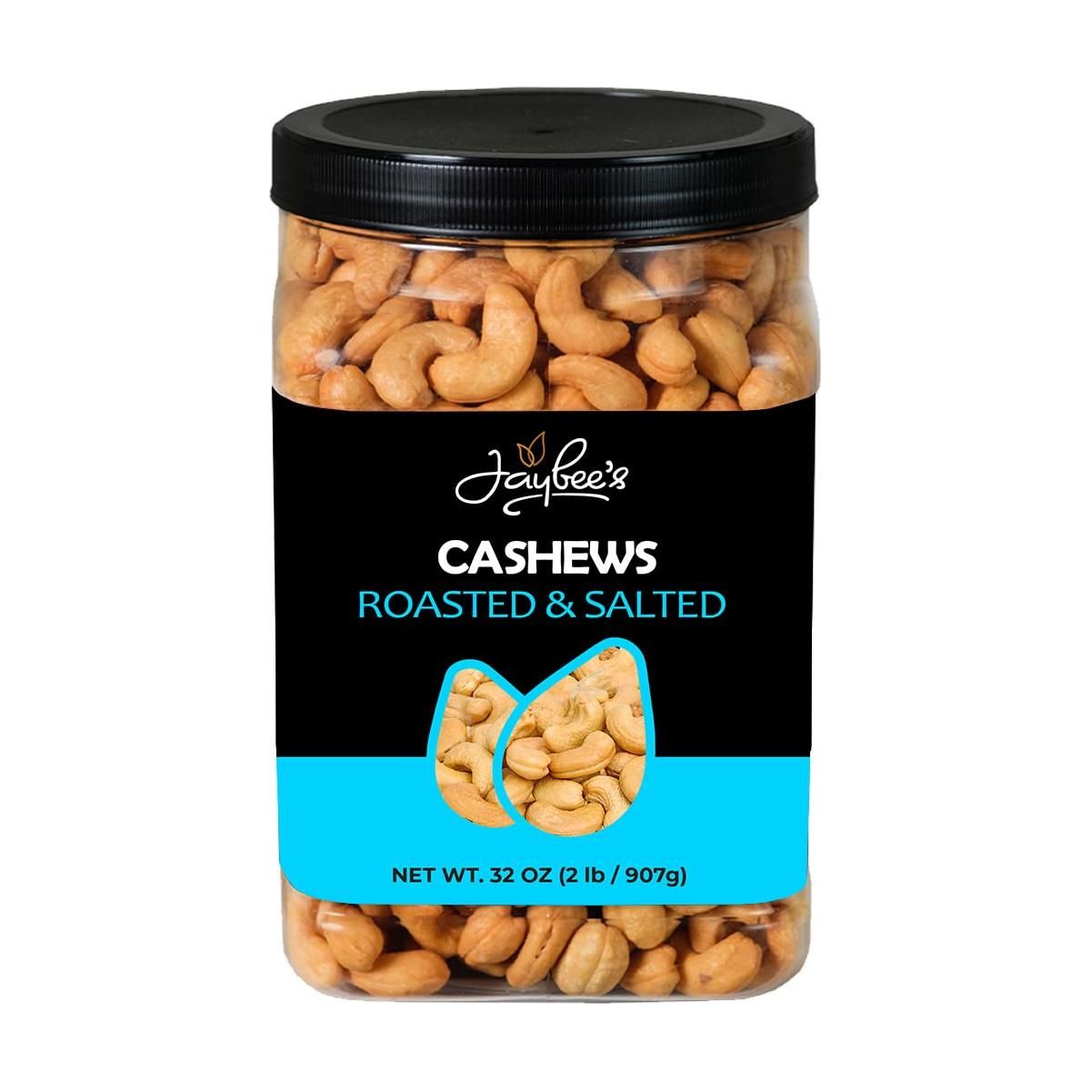 Cashews Roasted Salted - 32 oz 2 lbs | Whole Cashew Nut | Healthy Protein Snack | Natural Keto &amp; Vegan Diet Friendly | Great for Cooking, Baking, Salads | Kosher | Jaybee&#39;s Nuts