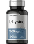 L-Lysine 1000mg | 100 Coated Caplets | Free Form Dietary Supplement | Vegetarian, Non-GMO, and Gluten Free Formula | by Horbaach