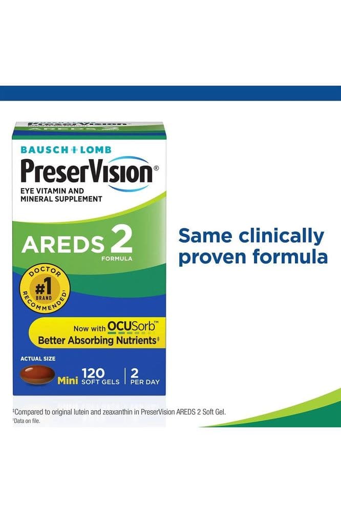 PreserVision AREDS 2 Eye Vitamin &amp; Mineral Supplement, Contains Lutein, Vitamin C, Zeaxanthin, Zinc &amp; Vitamin E, 120 Softgels (Packaging May Vary)