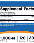 Nutricost L-Carnitine Tartrate 1000mg, 120 Capsules - 500mg Per Capsule (60 Servings)