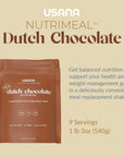 USANA Nutrimeal Meal Replacement Shake - Dutch Chocolate - Non-GMO - Gluten Free - Low Glycemic - 540 Grams - 9 Servings