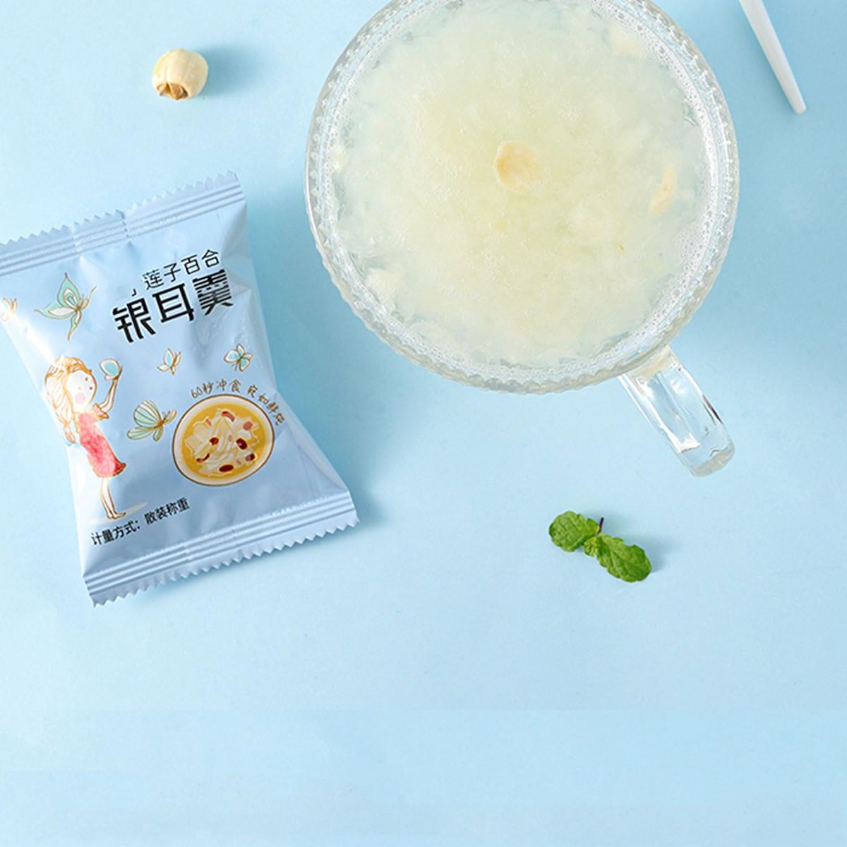 white fungus Starch Soup Powder 529 oz150g 15g  10 bagsbag Freeze dried Tremella soup instant breakfast Congee Chinese Dessert breakfast drink