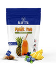 BLUE TEA  Pineapple Splash Fruit Tea  20 Tea Bags  PRIME SAVING DAY  SUPER ANTIOXIDANT  Caffeine Free  Fruity Flavor  Herbal tea  Natural Ingredients  Farm Fresh  Vegan  Ziplock Packaging