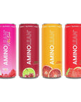 AminoLean Energy Drink  Sugar Free Amino Energy with Natural Caffeine  Vegan Amino Acids for No Jitters Tingles or Crash Variety 12 Pack