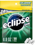 ECLIPSE Spearmint Sugarfree Chewing Gum, 180 piece bag