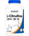 Nutricost L-Citrulline 750mg, 180 Capsules - 1500mg Per Serv, Gluten Free