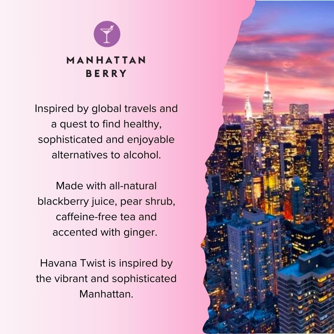 Mocktail Club Manhattan Berry NonAlcoholic Sparkling Craft Cocktail  4x12 Oz Cans  80 Calories NonGMO No Artificial Ingredients Gluten Free  Natural Blackberry Pear Shrub and Ginger