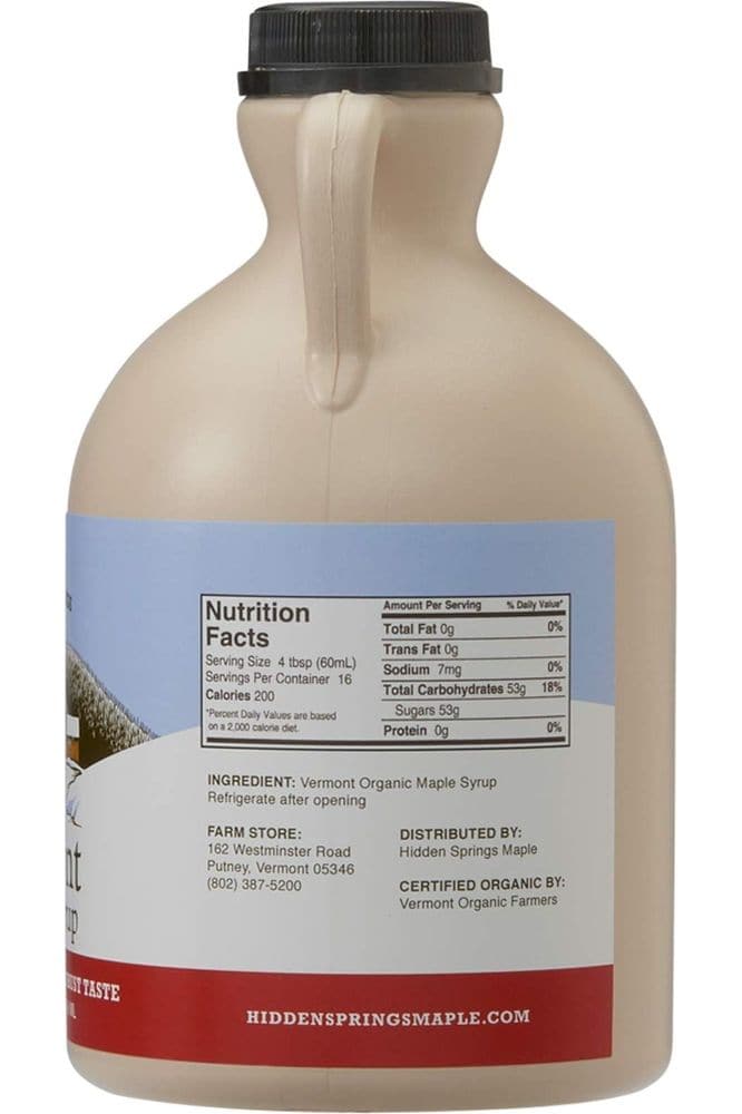 Hidden Springs Maple Organic Vermont Maple Syrup, Grade A Dark Robust (Formerly Grade B), 32 Ounce, 1 Quart, Family Farms, BPA-free Jug