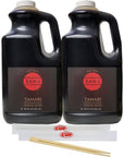 By The Cup chopsticks and Soy Sauce Bundle includes (2) Chopsticks and (2) San-J Tamari Gluten-Free Black Label Soy Sauce, 64 Ounce Bottles