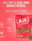 LAIKI Red Rice Crackers  Gluten Free Snacks  Deliciously Light and Airy Crunch  AllergenFriendly Vegan NonGMO Verified FODMAP Friendly Rice Crackers Red Rice  353 Ounce Bag Pack of 8