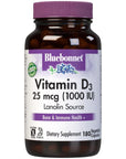 Bluebonnet Vitamin D3 1000 IU Vegetable Capsules, 180 Count