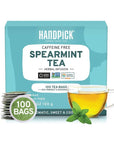 HANDPICK Spearmint Tea Bags 100 Herbal Tea Bags Premium Spearmint Leaves Caffeine Free  NonGMO Gluten Free  Round EcoConscious Tea Bags  Light  Fresh