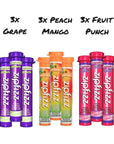 Zipfizz Energy Drink Mix Electrolyte Hydration Powder with B12 Antioxidants Electrolytes and Multi Vitamin Variety Pack  Fruit Punch Grape and Peach Mango Pack of 9