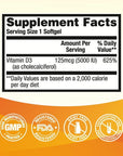 HealthA2Z Vitamin D3 5000 IU | 125 mcg |180 Softgels | Easy to Swallow | Gluten Free | Dietary Supplement | Made with Olive Oil - Supports Strong Bones, & Immunity Health