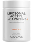 Codeage Liposomal Acetyl-L-Carnitine 500mg - 90 Capsules