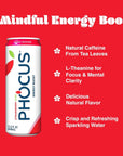 Phocus Energy Boost Strawberry Kiwi  No Sugar  75mg Caffeine  LTheanine  0 Calories  Natural Flavors  Sweeteners  115 fl oz Pack of 12