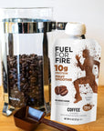 Fuel for Fire Protein Smoothie Pouch  Coffee 12Pack  Healthy Snack  Recovery  No Sugar Added Dietitian Approved  Functional Fruit Smoothies  Gluten Free 70mg Caffeine 45oz pouches